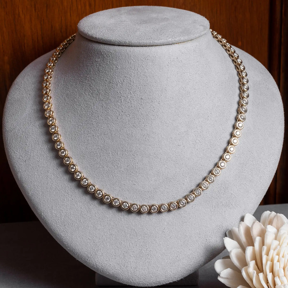 Geometric High Quality Fashion Women Jewelry Bezel Set Round Shaped Tennis Chain Bracelet Necklace Set Pi-Mart