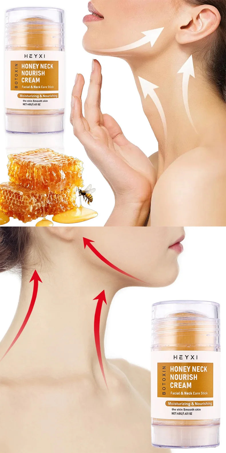 Honey Neck Nourishing Cream, Natural Ingredients, Deep Moisturizing, Refreshing and Easy to Absorb, Suitable for All Skin Types Pi-Mart