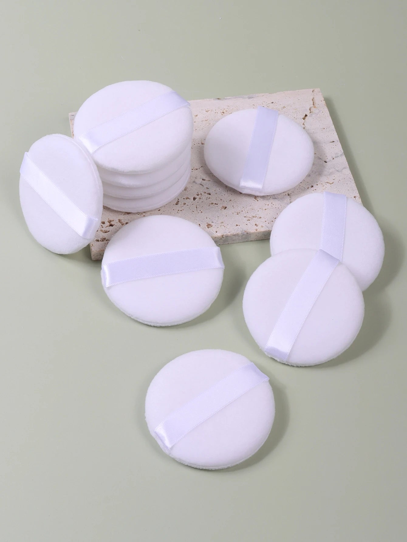2-5-10-20Pcs Portable and Practical High-Grade White Round Powder Puff for Base and Fixing Makeup Pi-Mart