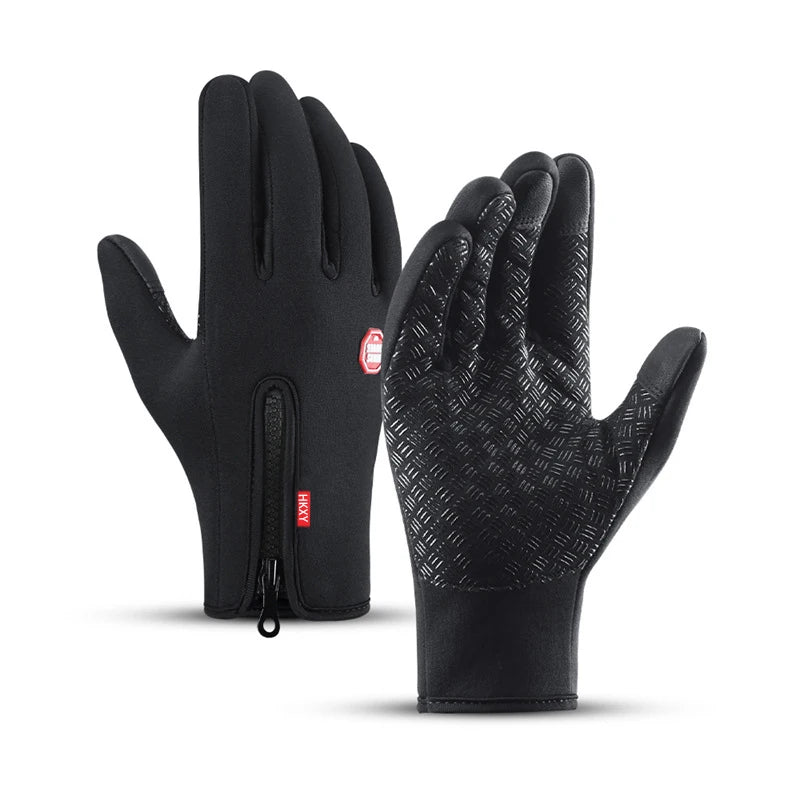Winter Cycling Gloves Men Women Motorcycle Fleece Sport Zipper Autumn Touch Screen Warm Water-Repellent Windproof Non-slip Glove Pi-Mart