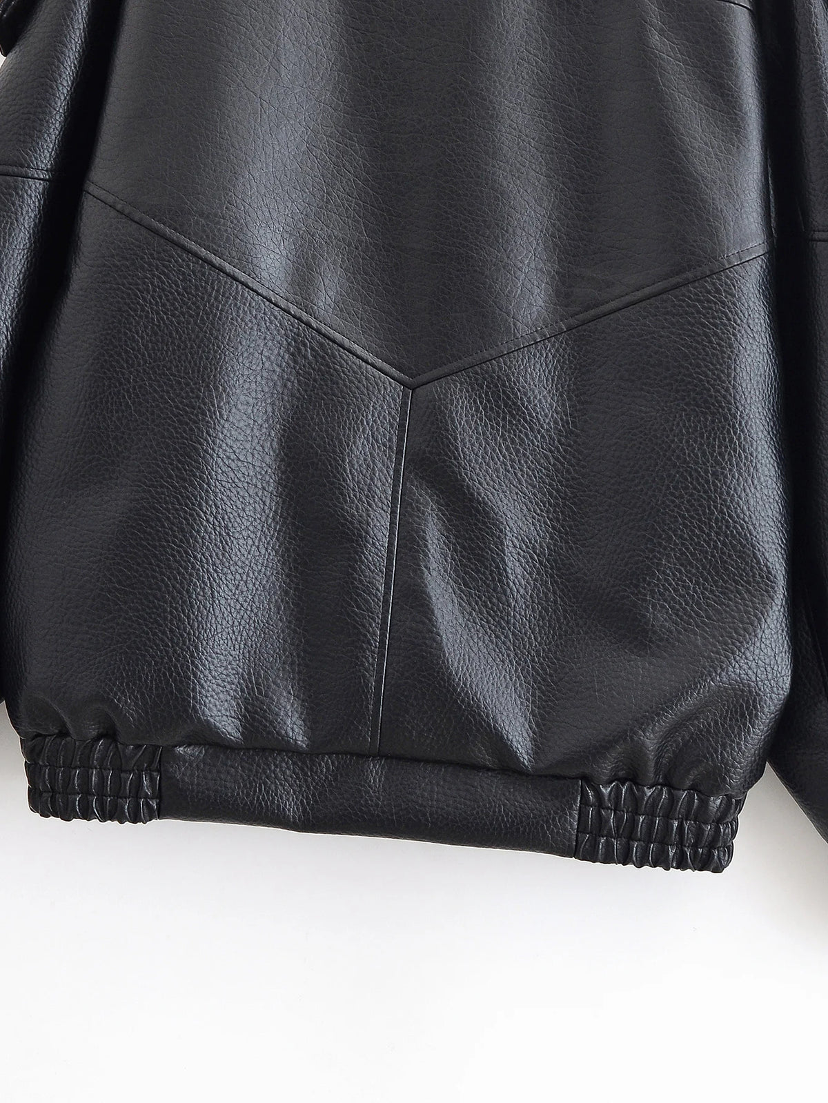 HH Autumn Faux Leather Jacket For Women Casual Solid Long Sleeve Zipper Pu Leather Coats New Fashion Female Streetwear Pi-Mart