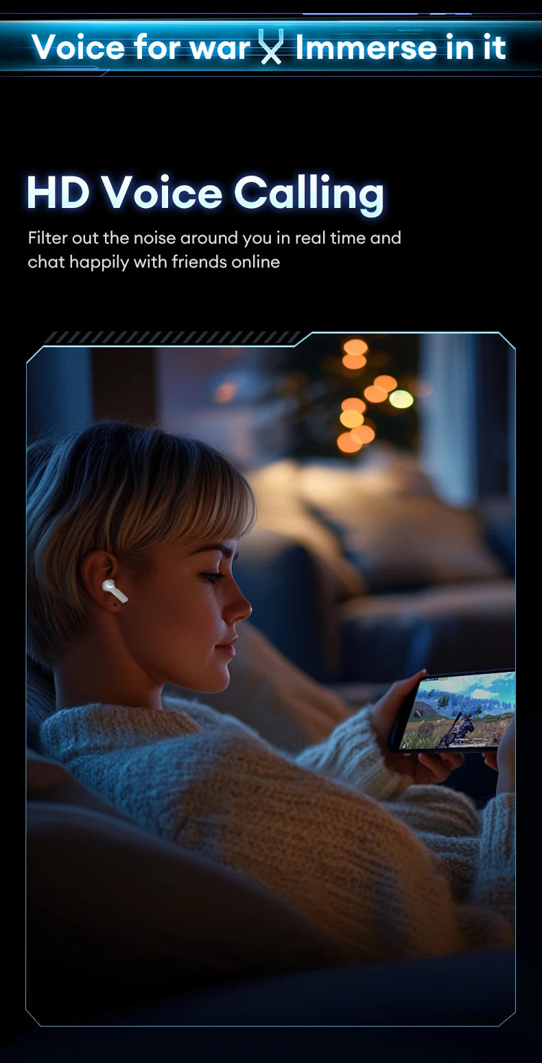 Choice Lenovo XT53 Earphone Wireless Bluetooth 5.4 Headphones Low Latency Gaming Headset Noise Reduction LED Display Earbuds New Pi-Mart