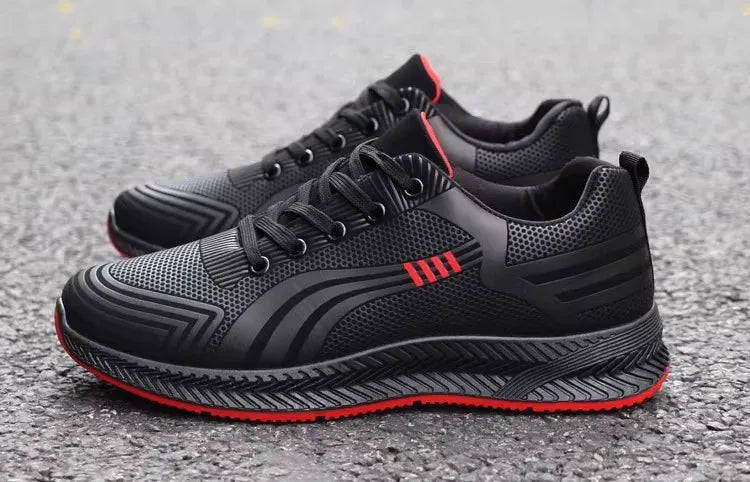 Waterproof Men's Sneakers Casual Running Shoes Soft Bottom Black Leather Sports Shoes Pi-Mart