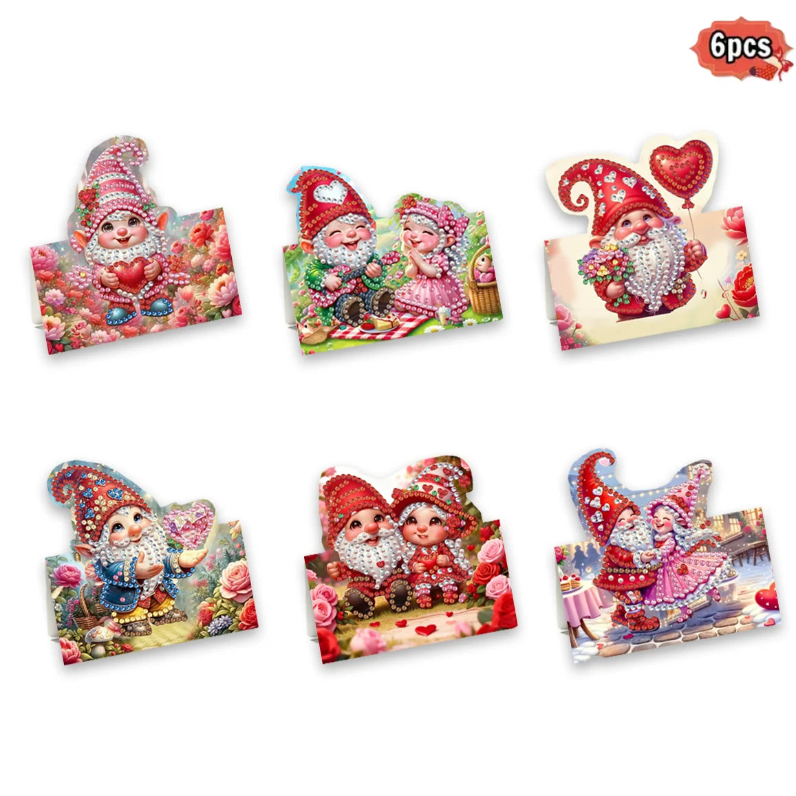 6-Piece/Set DIY Diamond Painting Kit Birthday Card Kit, Unique Flower Pattern Design, Rhinestone Diamond Painting Art Mosaic Pos Pi-Mart