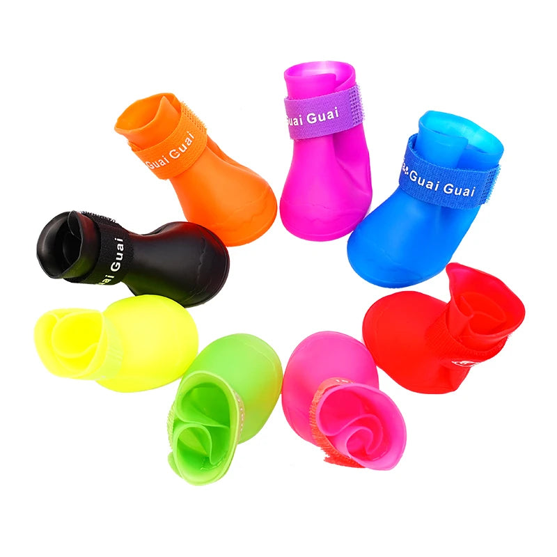 Pet silicone rain shoes anti-dirty non-slip waterproof dog shoes soft bottom footwear small dogs cats teddy Shoes Pi-Mart