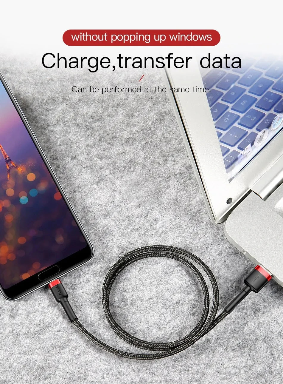 Baseus USB C Cable for oneplus 12 Quick Charge 3.0USB C Cable Fast Charging Cable Type C for Huawei Xiaomi 13 USB-C Charger Wire Pi-Mart