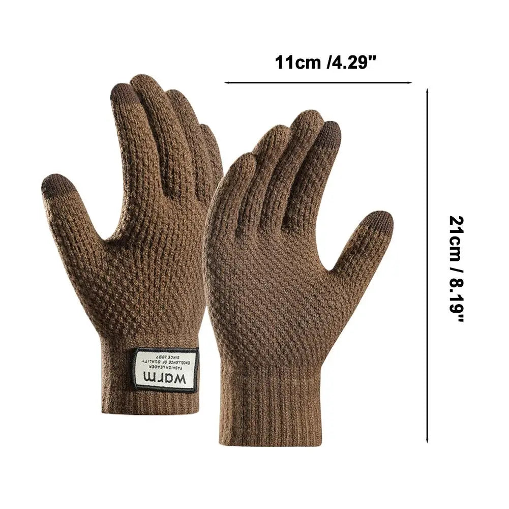 Thermal Winter Gloves For Men Thickened Warm Fleece Lined Anti-Slip Touch Screen Thermal Windproof Cycling Gloves Pi-Mart