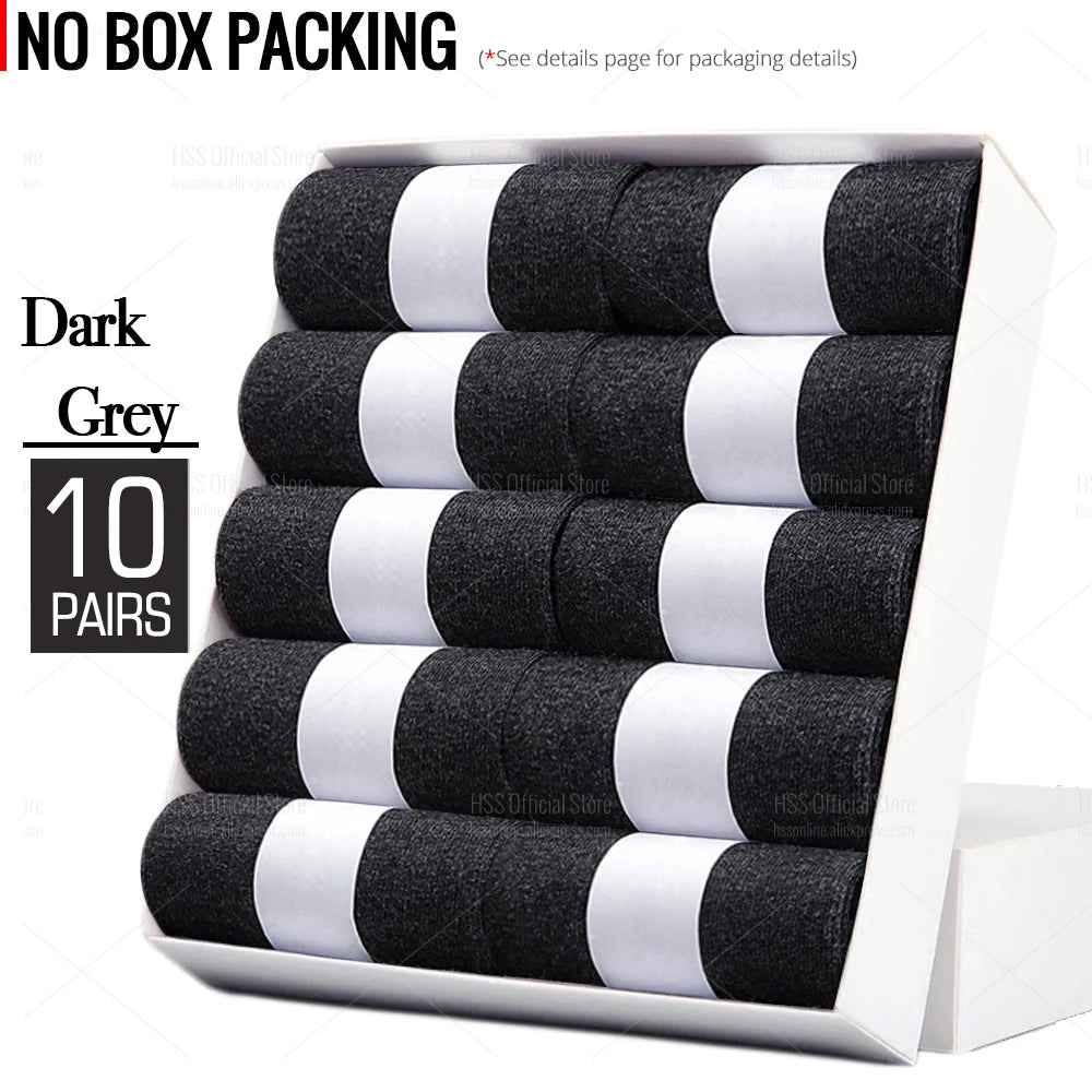 HSS 5/10 Pairs Men's Cotton Blend Socks Black Business Men Socks Soft Breathable Summer Winter for Male Socks Plus Size (6.5-14) Pi-Mart