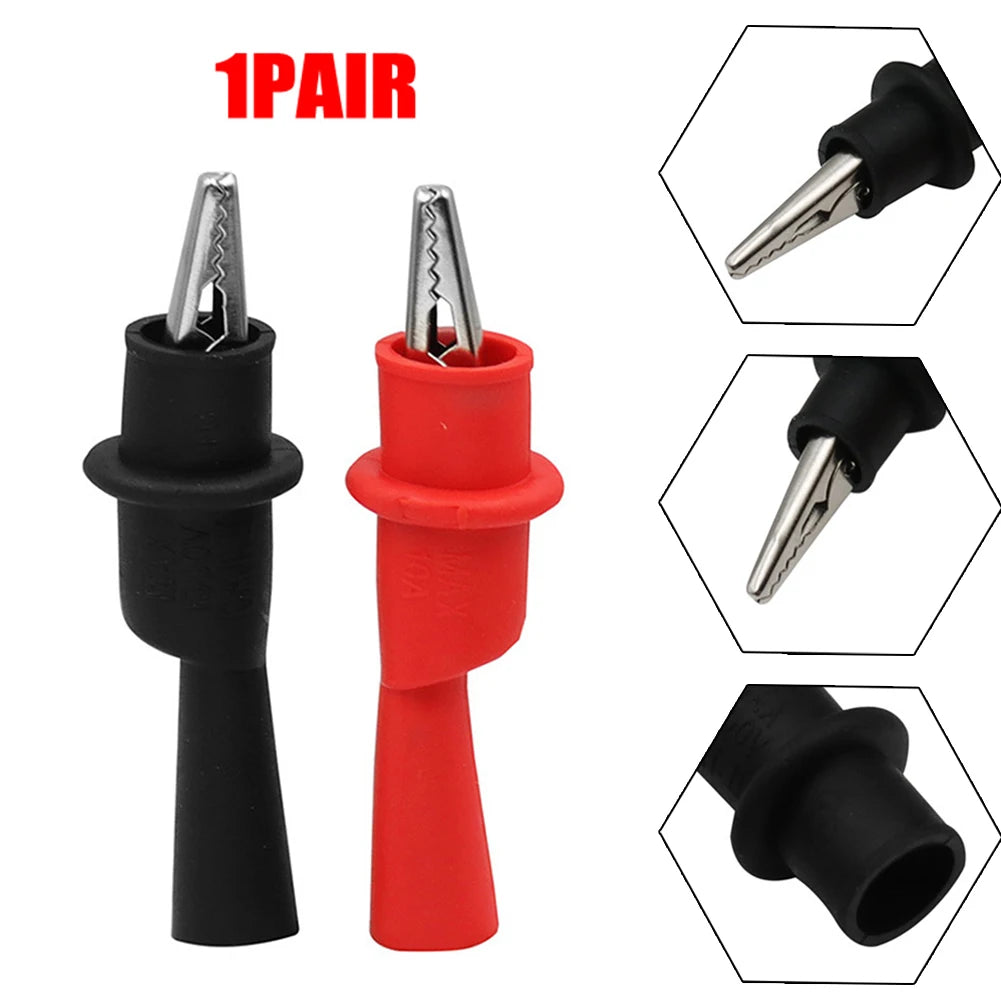 2pcs Red+Black Wire Tips Test Clip Clamp For Multi-Meter Tester AC DC 10A 1000V Multimeter Tool Accessories Pi-Mart