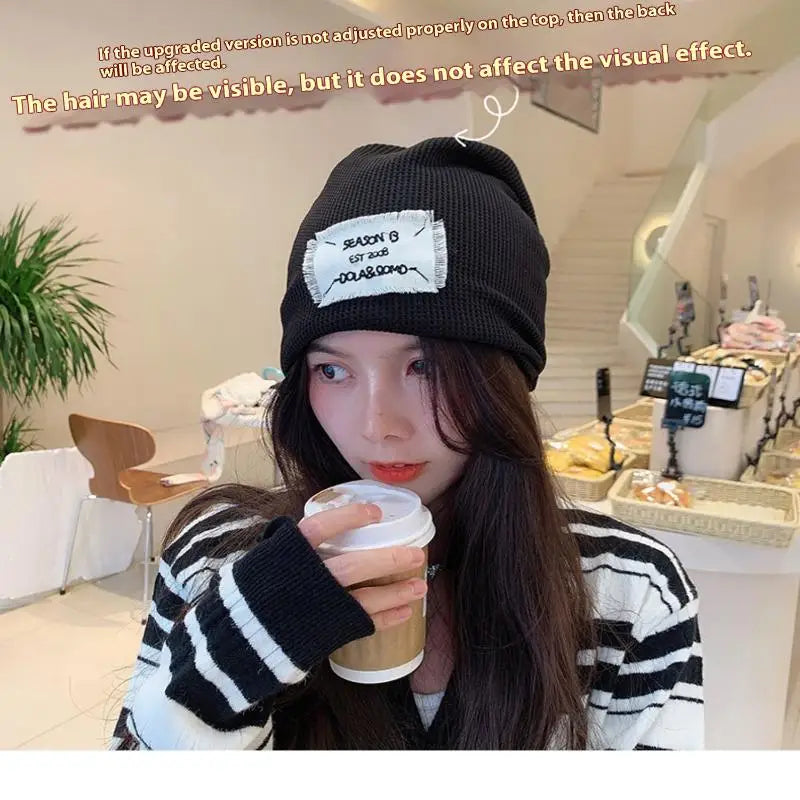Casual Keep Warm Thin Knit Hat Cute Outdoor Cold Cap Ear Protection Warm Stack Hat For Men Women Pi-Mart