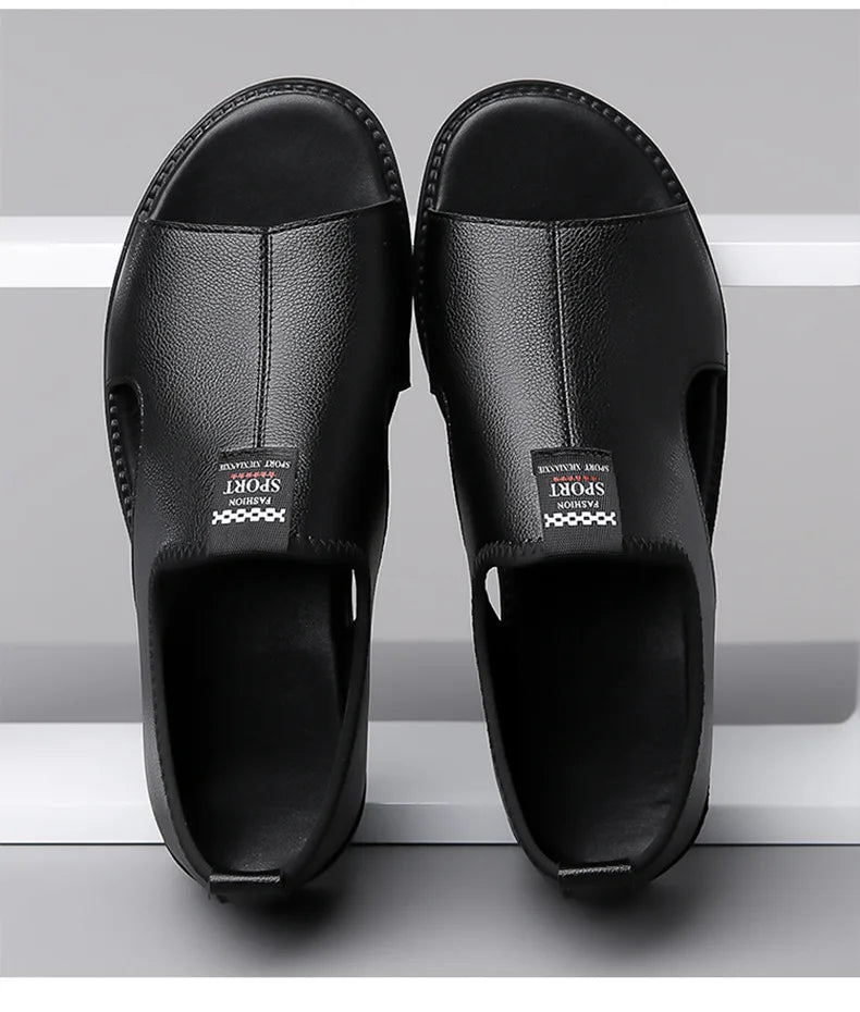 Brand Man Sandals Designer Fashion Leather Casual for Men Summer Comfortable Beach Slippers Outdoor Non-slip Men Sandalias 2026 Pi-Mart