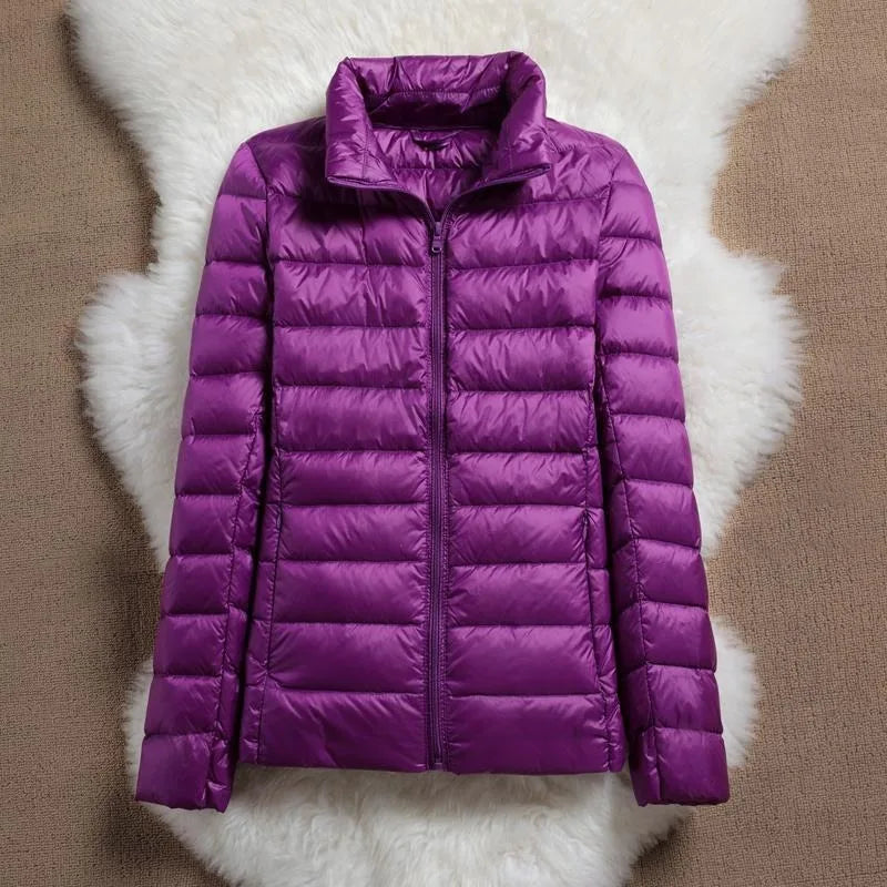 Light Down Coat Women Spring Jacket Fashion Short Ultra Lightweight Packable Puffer Coats Female Down Warm Slim Fit Parkas LadyShow.Store