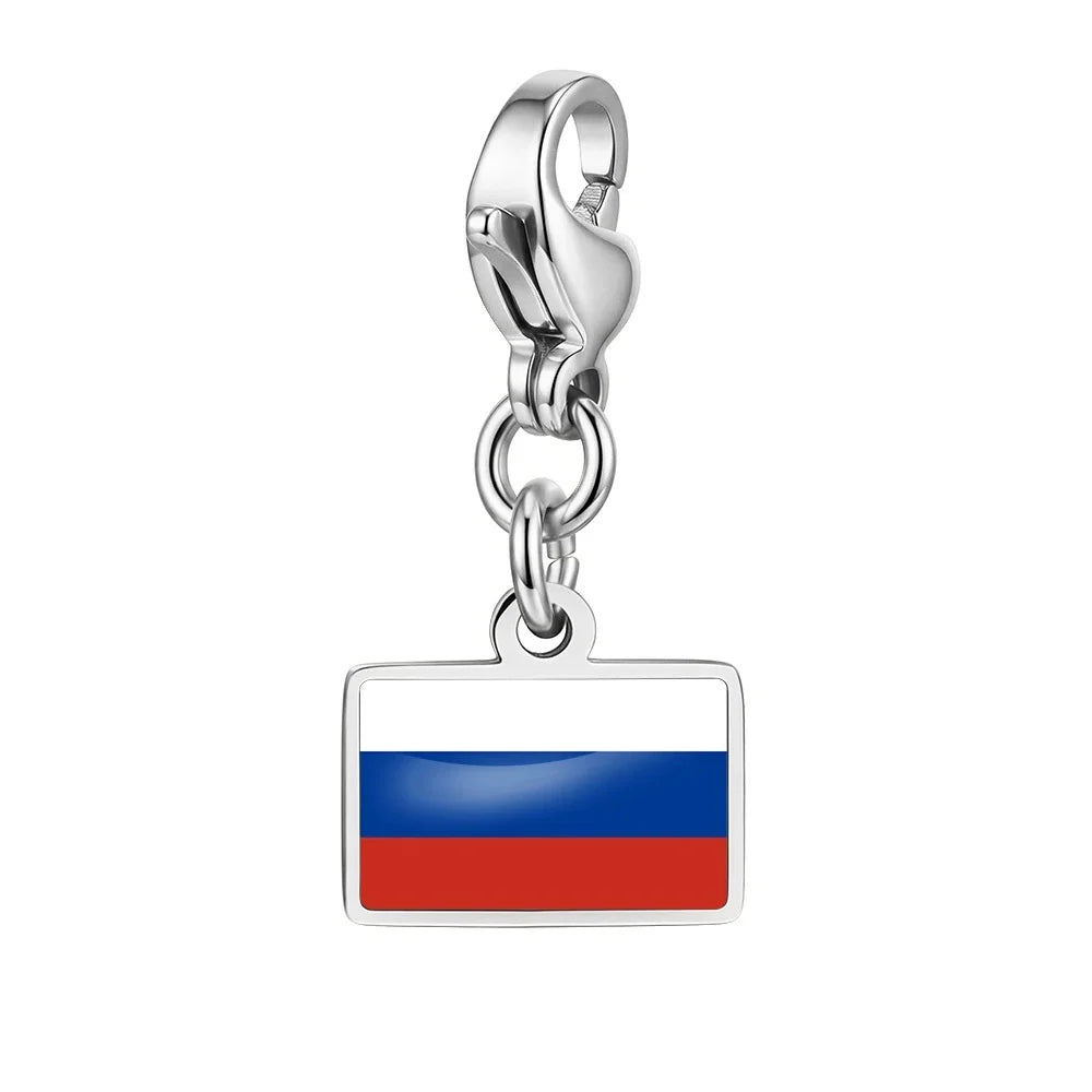 10mm Country Flag Charms Pendant Necklace Bracelet Keychain Bagchain Stainless Steel  Jewelry A Commemorative Gift For A Friend Pi-Mart