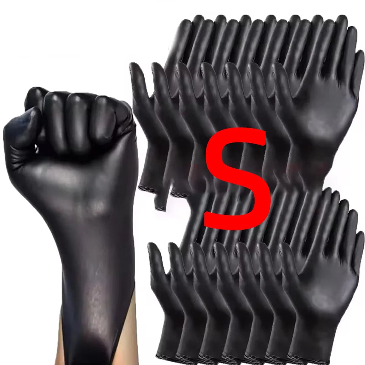 100/50/20/10pcs Black Nitrile Gloves Thickened Disposable Cleaning Hairdressing Gloves Waterproof Household Industrial Gloves Pi-Mart