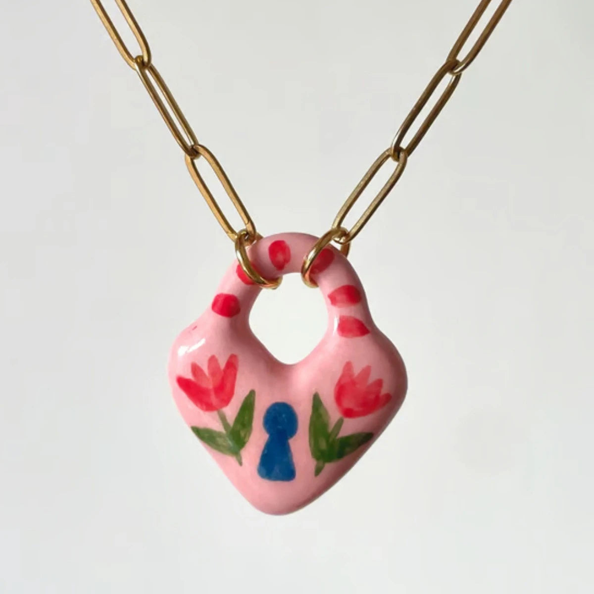 Colorful dopamine pendant necklace, heart-shaped sun, white dove, small snake, gold-plated and color preserving Pi-Mart