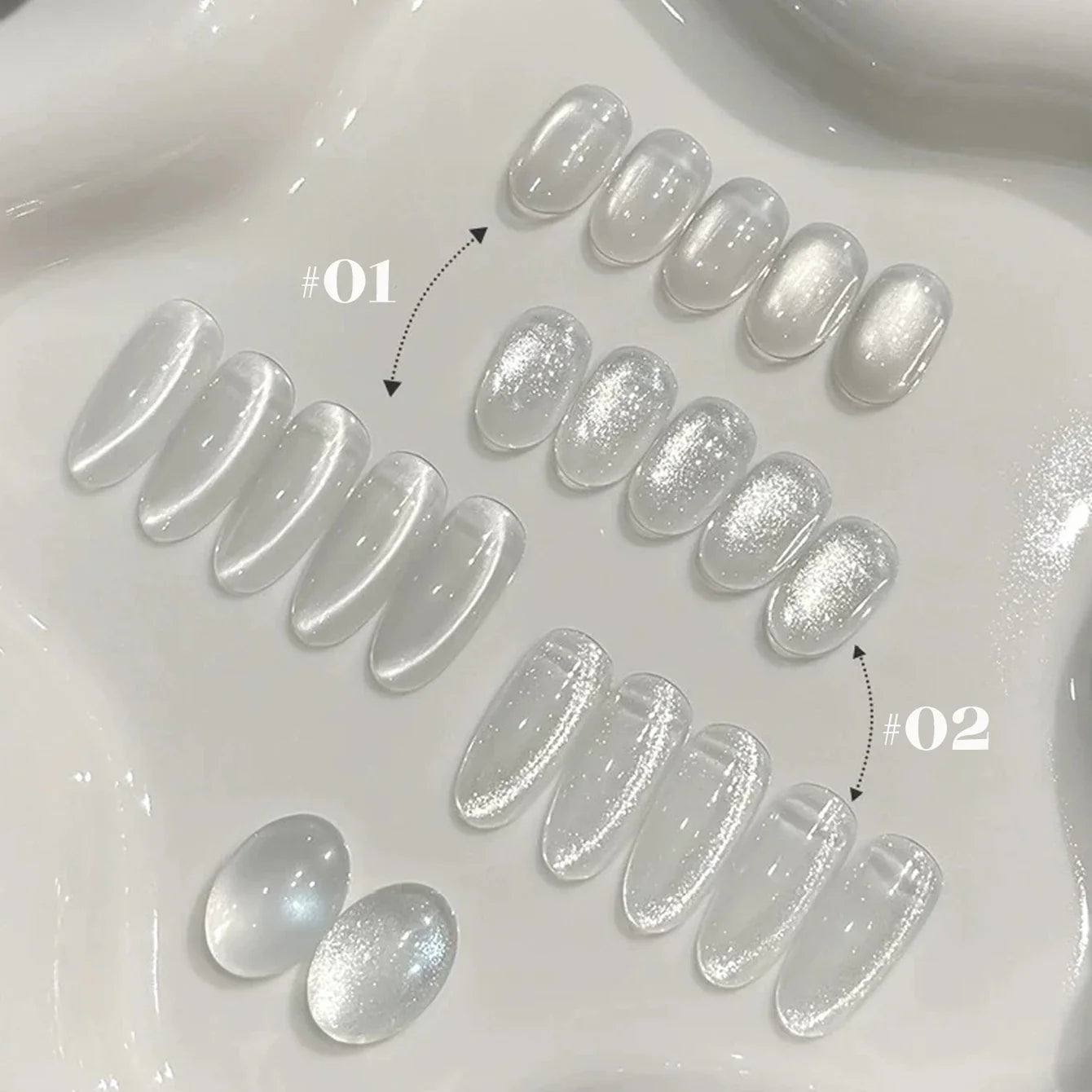 1-12pcs WS Hot Style Non-gray Universal White Cat Eye Gel Nail Polish Super Flash White Glass Bead Nail Art Nail Suppies Tri Light Beauty