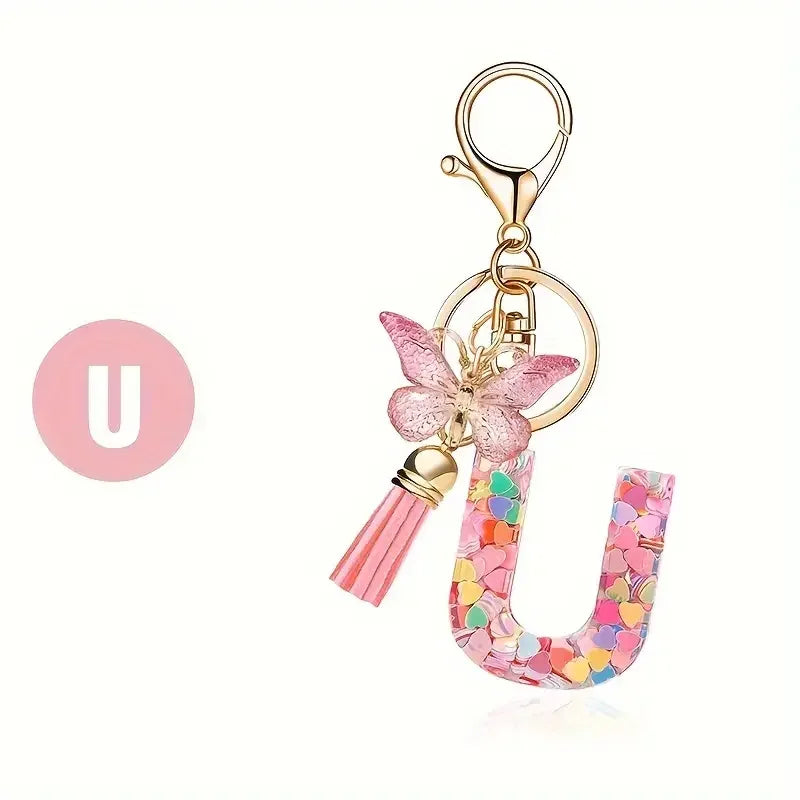 Fashion DIY A-Z Letters keychain Metal Holder Pendent Key Chain Women Car Key Ring Simple Letter Name Key Party Gift Jewelry Pi-Mart
