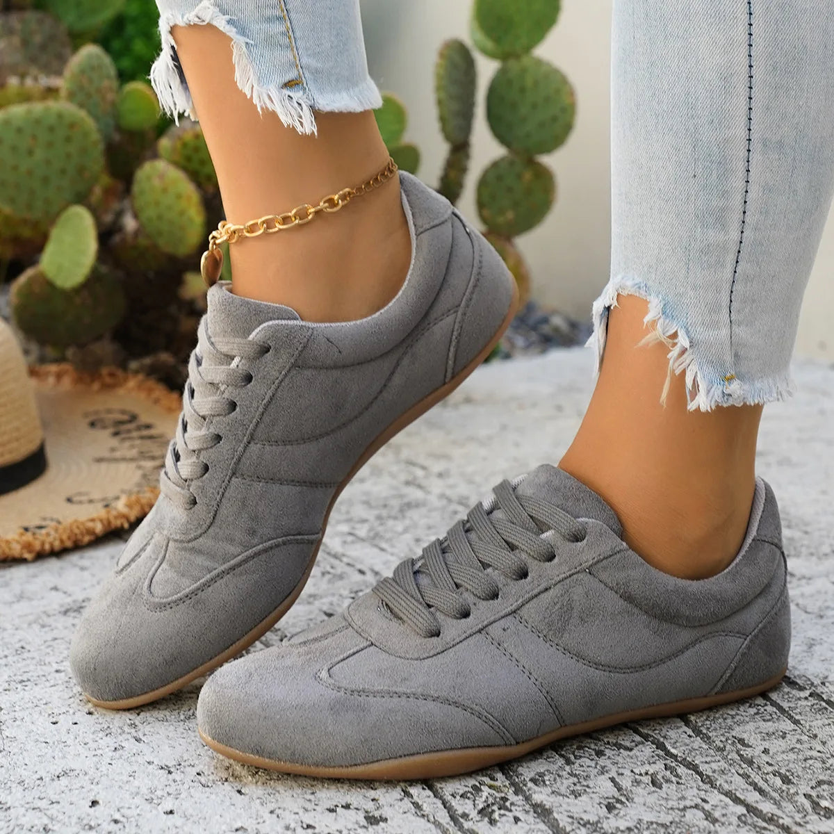 Women's Casual Flat-soled Non-slip Wear-resistant Sport Shoes Spring Autumn Round-toe Soft and Comfortable Women Single Shoes Pi-Mart