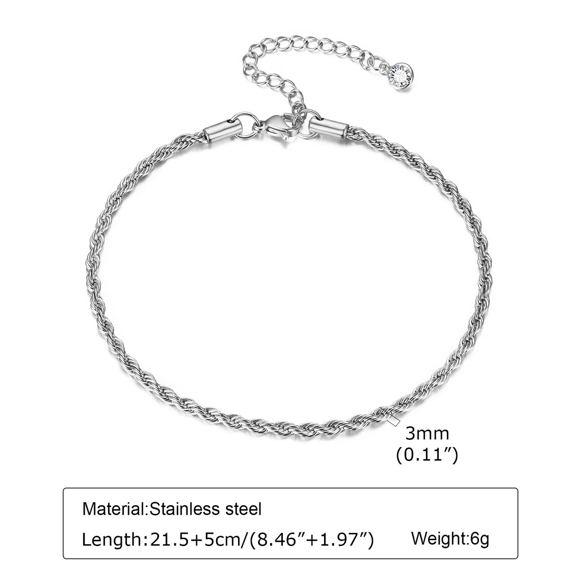 Silver Color Anklet Bracelets for Women Waterproof, Stainless Steel Layered Cuban Chain Herringbone Anklets Summer Beach Gift Pi-Mart