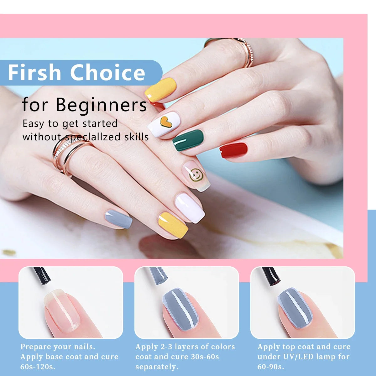 Color Block Series | Glossy Nails 0.24 oz Trendy Candy Foam Gel Semi-Permanent Nail Art Drip LED Nail Salon DIY Nail Art Gel Sea Tri Light Beauty