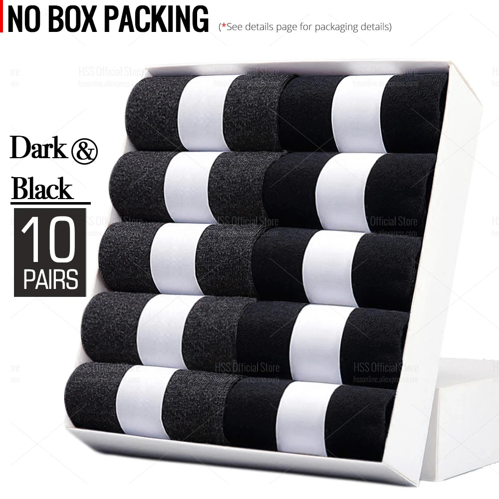 HSS 5/10 Pairs Men's Cotton Blend Socks Black Business Men Socks Soft Breathable Summer Winter for Male Socks Plus Size (6.5-14) Pi-Mart