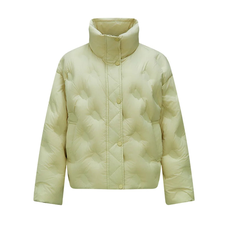 Semir Down Jacket Women Thin Houndstooth Loose 2024 New Winter Waterproof Windproof Stand-Up Collar Wear Down Jacket LadyShow.Store