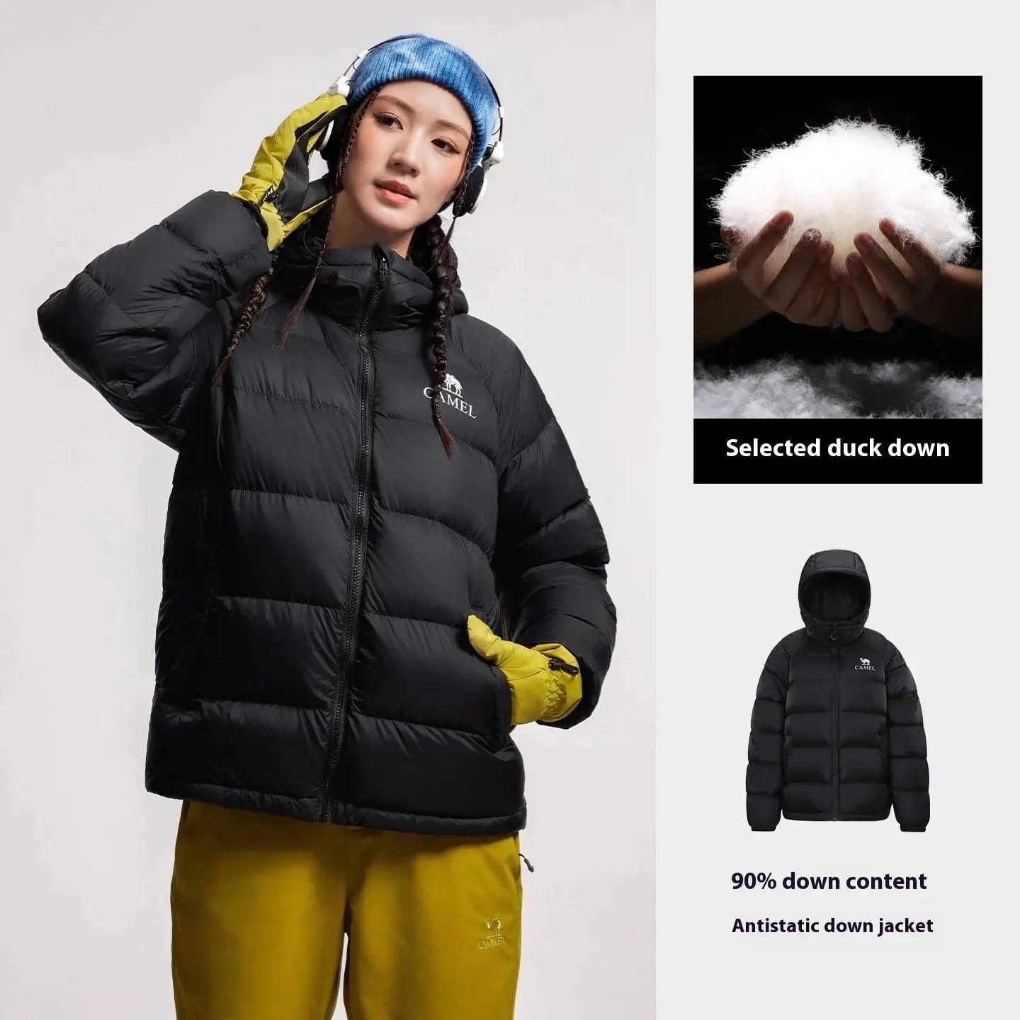 GOLDEN CAMEL Outdoor Down Jackets Unisex Women's Winter Coats High-loft Windproof Warm Duck Down Padding Puffer Jacket Camping LadyShow.Store