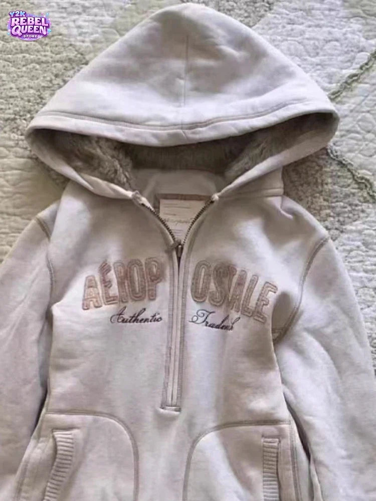 Japanese Y2K Punk Subculture Jacket Women Oversized Zip Up Hooded Sweatshirt Sexy Casual Vintage Streetwear Fashion Chic Clothes LadyShow.Store