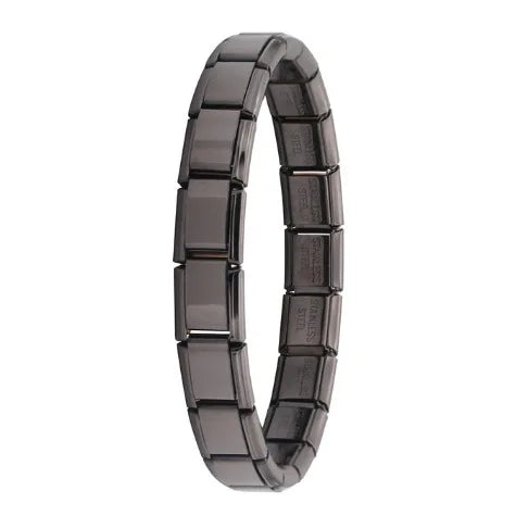 Trendy Square Italy Stainless Steel Bracelets For Women Men HipHop Metal Italian Modules Stretchable Gift Birthday Party Jewelry Pi-Mart