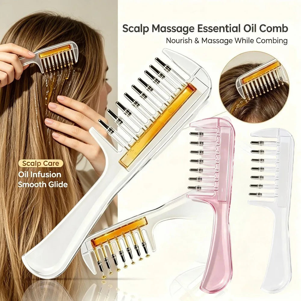Scalp Applicator Liquid Comb Essential Oil Infusion Hair Comb Rolling Ball Scalp Massager  Essential  Applying Hair Styling Tool Pi-Mart