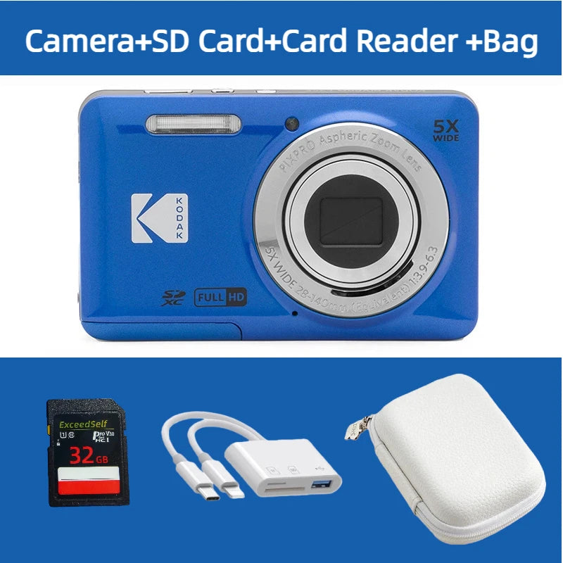 KODAK PIXPRO FZ55-RD 16MP Digital Camera 5X Optical Zoom 28mm Wide Angle 1080P Full HD Video 2.7" LCD Vlogging Camera Pi-Mart