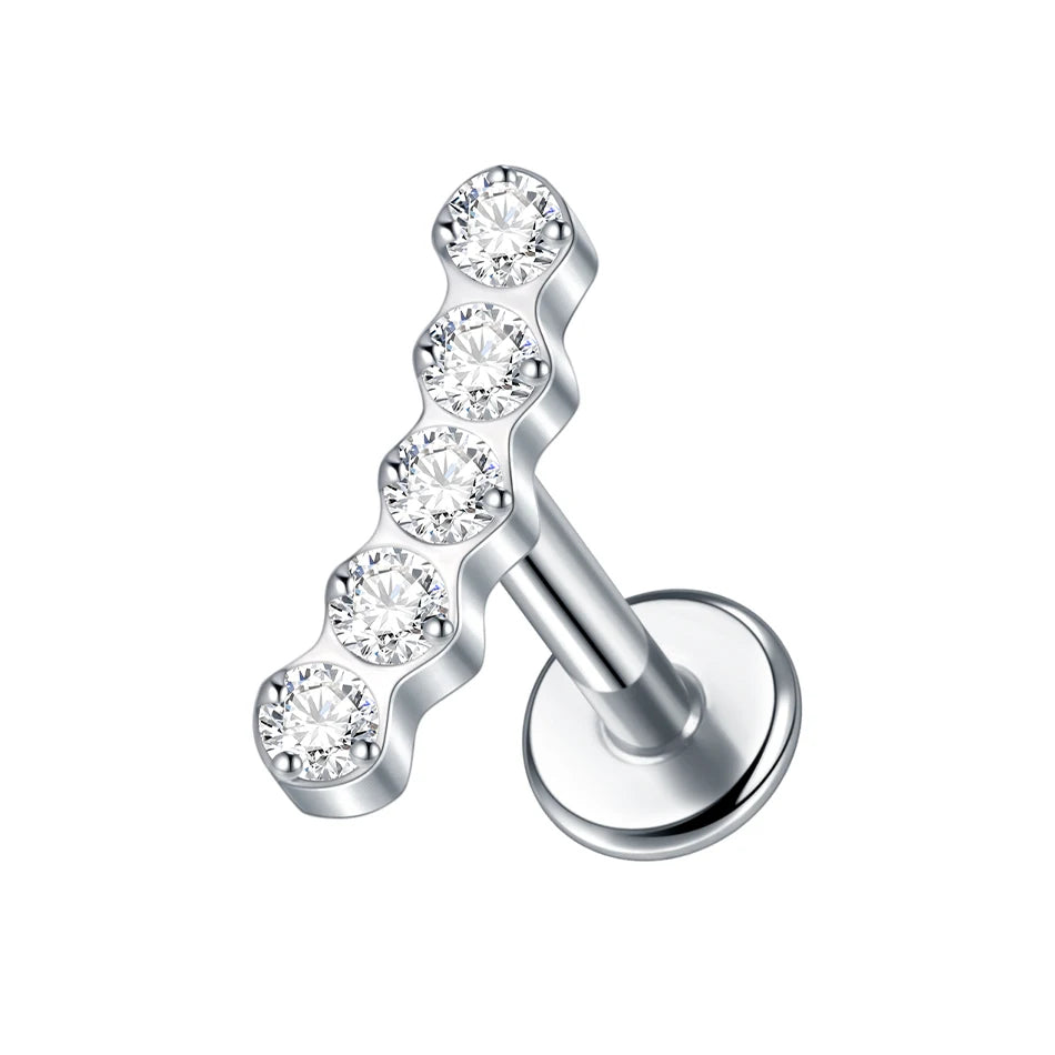 1Pc G23 Titanium Cartilage Stud Earrings for Women Lip Stud Labret Piercing Helix Daith Piercing Body Jewelry Pi-Mart