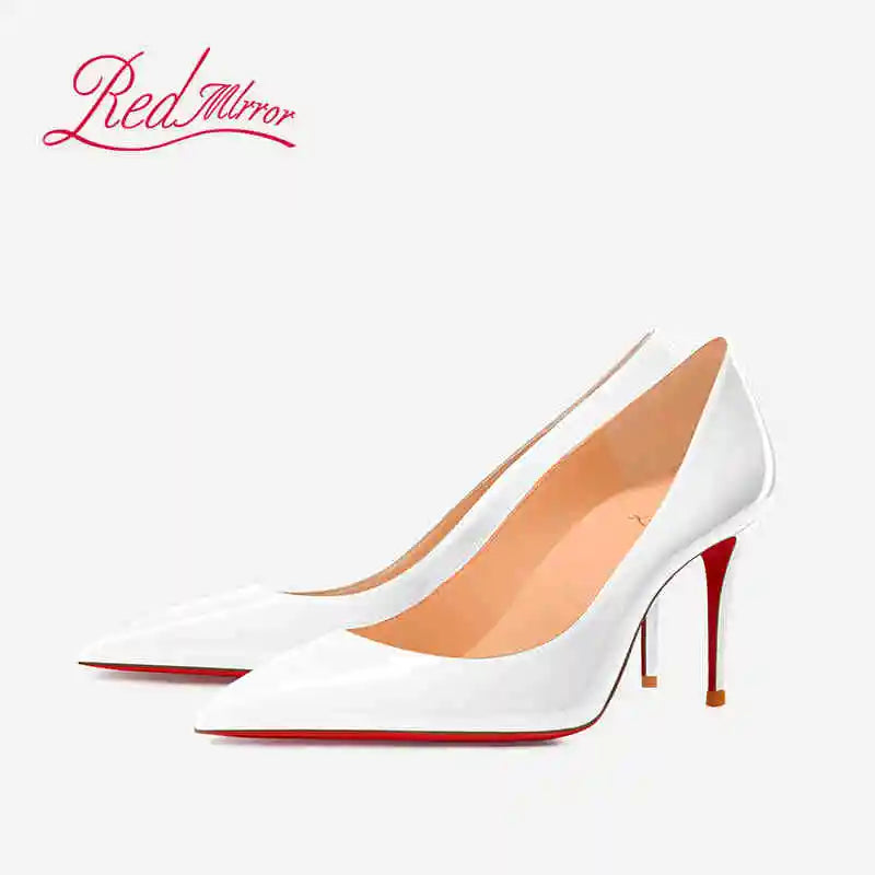 Women Heels Naked Color Women's Elegant High Heel Luxury Black Shoes Woman 2026 Red Shiny Bottoms Pointed Toe Party Ladies Women Pi-Mart