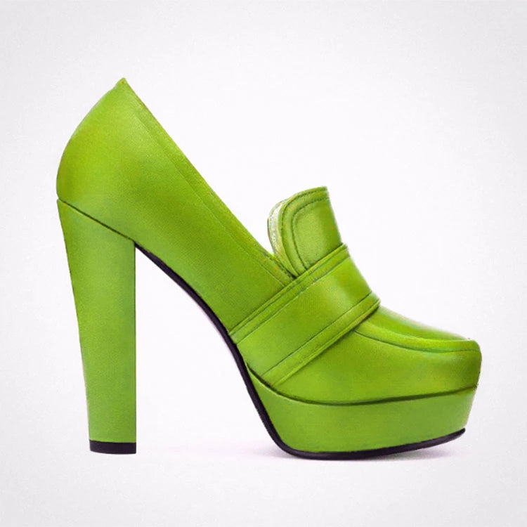 Round Toe High Heel Belt Buckle Women Single Shoes 2024 New Black Brown Spring  Autumn Waterproof Platform High Heels Size 34-43 Pi-Mart