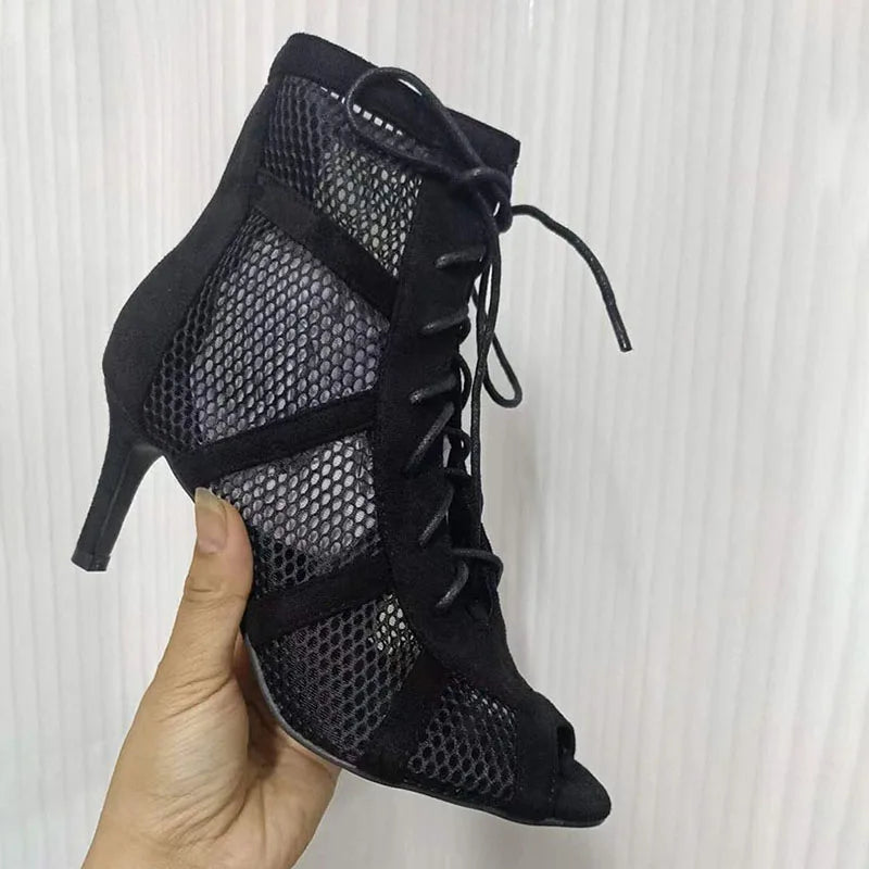 Black Sexy Lace Up Cross-tied Women Shoes Comfort High Quality Thin Heels Open Toe Dancing Sandals Ankle Strap Hollow Out Pumps LadyShow.Store
