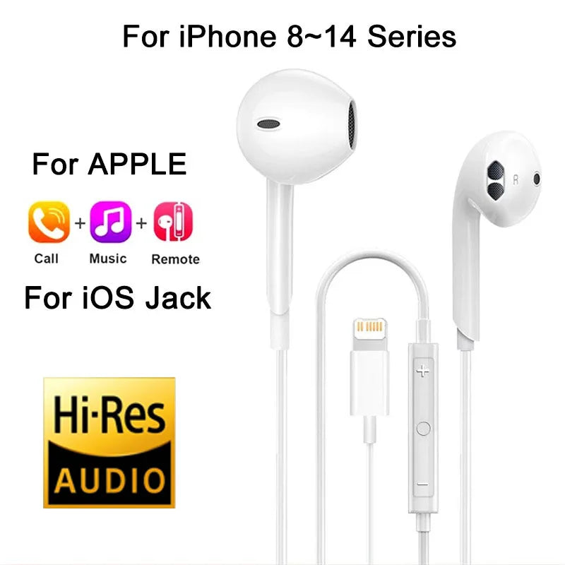 Original In-Ear Headphones For Apple iPad iPhone 15 17 14 13 12 11 16 Pro Max Plus Type C Wired Earphones Laptops Tablet Earbuds LadyShow.Store