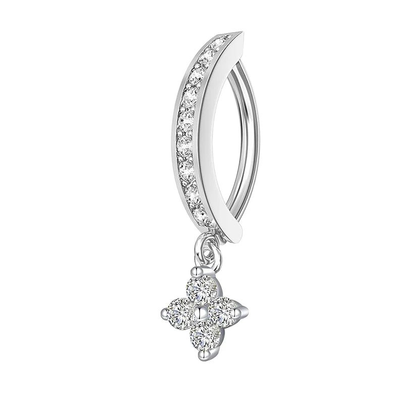 1PC Stainless Steel 14G Dangle Belly Button Ring for Women Heart Bow Reverse Hoop Clicker Navel Rings Body Piercing Jewelry Pi-Mart