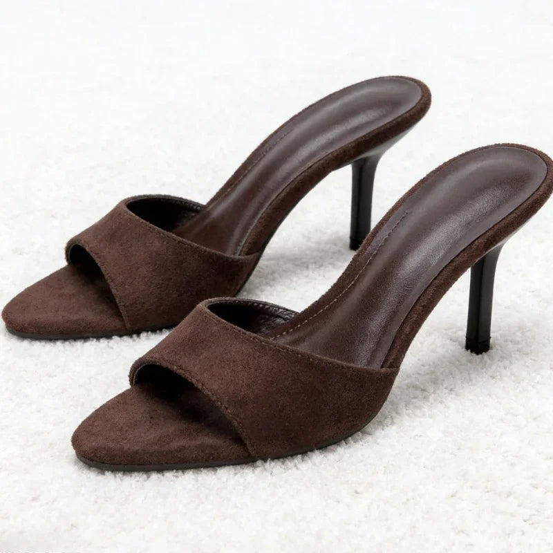 Summer Vintage Fashion Thin Low Heels Mules Slippers Women Design Female Sandals Slide Ladies Shoes Zapatos De Mujer LadyShow.Store