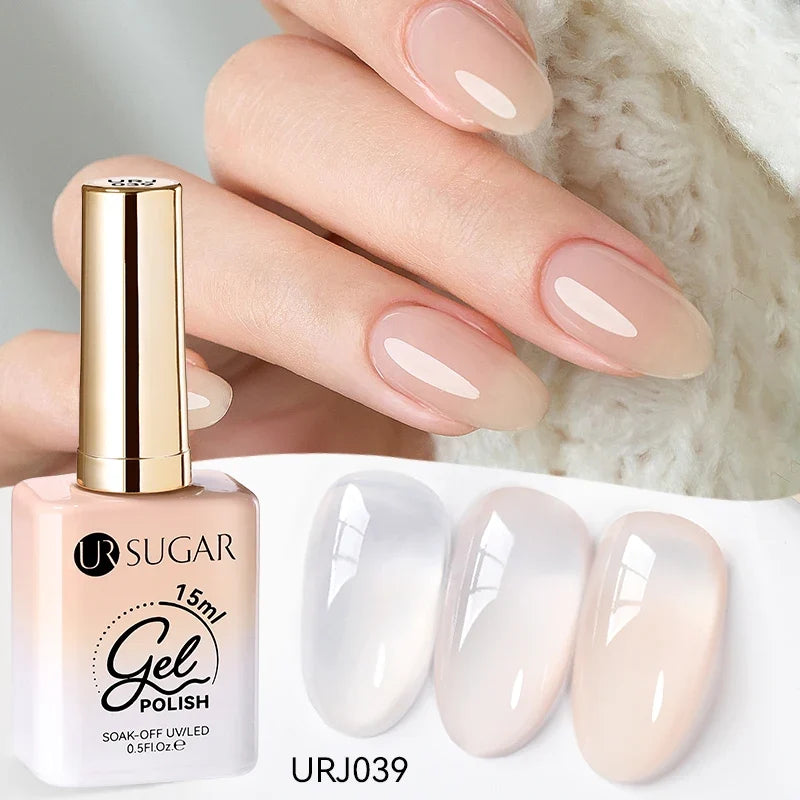 UR SUGAR 15ml Jelly Milky White Translucent Color Gel Polish Semi Permanent UV Gel Nail Art Soak Off Gel Varnish Latest Fashion Tri Light Beauty