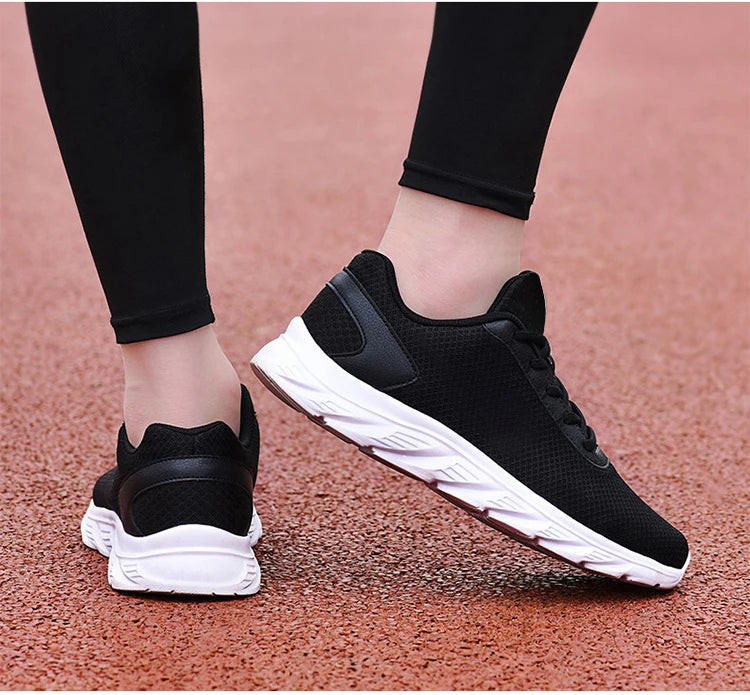 Men's Casual Sports Shoes Men's Black Mesh Breathable Running Shoes Soft Bottom Light Flat Bottom Work Shoes Pi-Mart