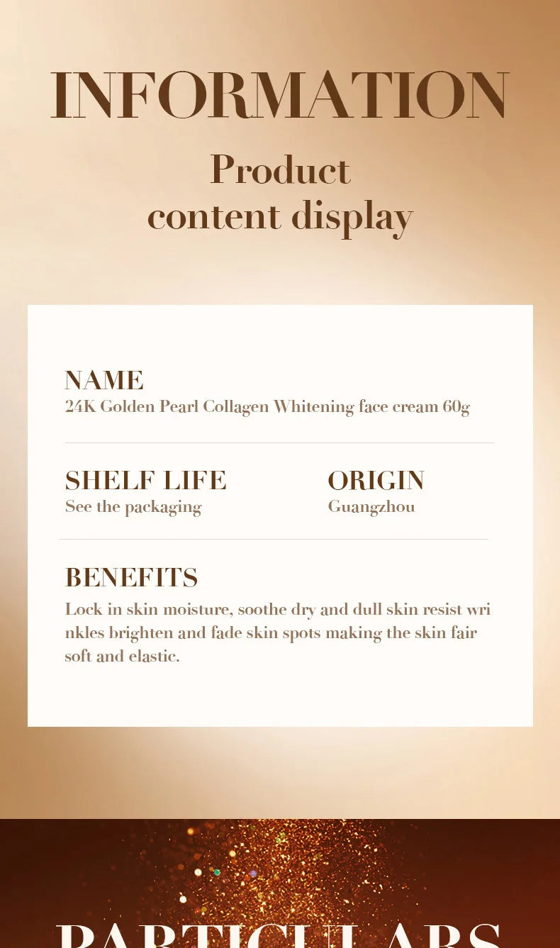 SADOER 24K Golden Pearl Collagen Face Cream Moisturizing Brightening Hydrating Firming Facial Cream Face Skin Care Products Pi-Mart