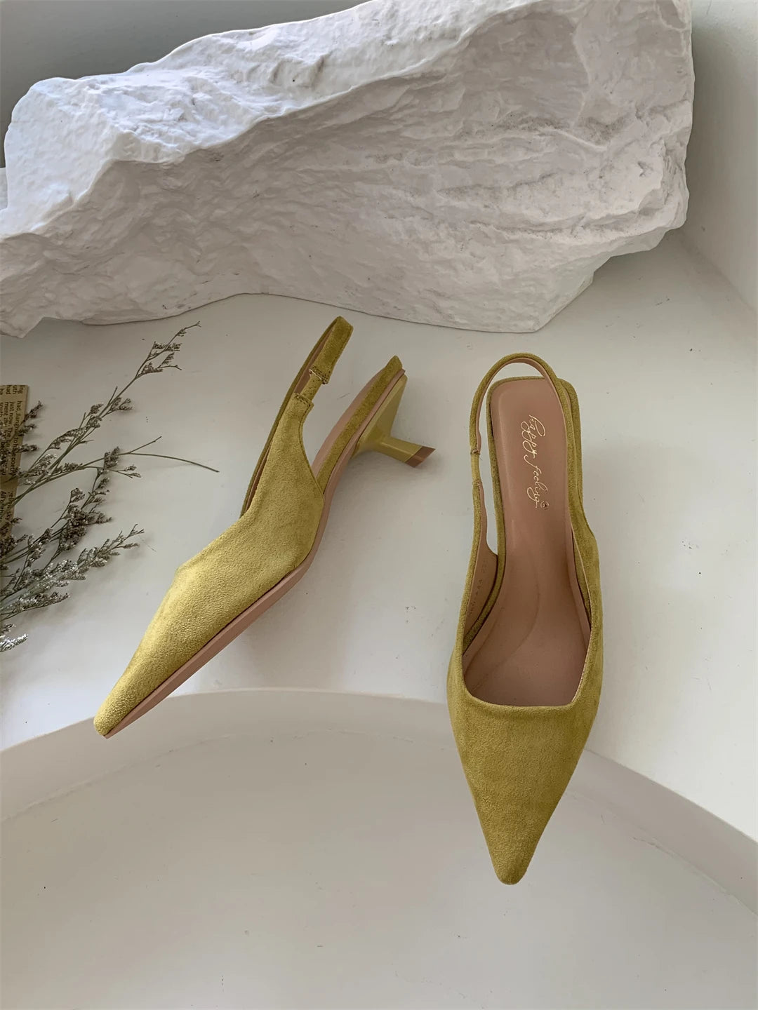 Bailamos Women Sandals Pointed Toe Elegant Low-heel Shoes Summer Fashion Slingback Woman Mules Shoes Pumps Dress Shoes Pi-Mart