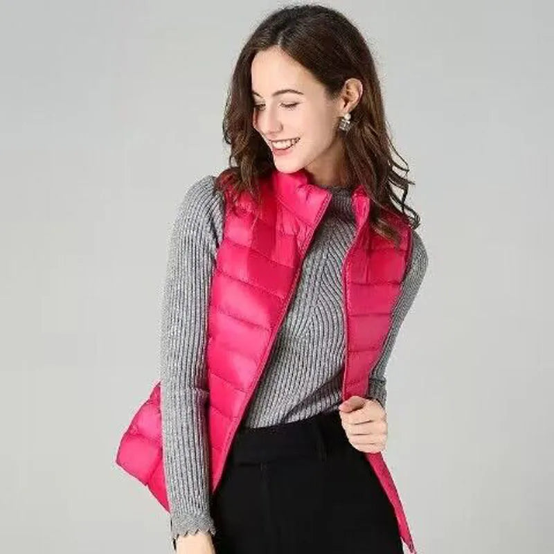 2026 White Duck Down Jacket Women Vest Autumn Winter Sleeveless Waistcoat Warm Lightweight Puffer Jacket Female Tops Outwear LadyShow.Store