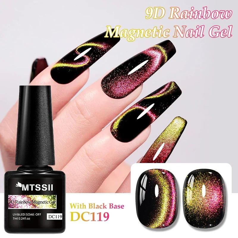 9D Rainbow Cat Magnetic Gel Nail Polish Chameleon Galaxy Effect Magnetic Semi Permanent Soak Off UV Gel Varnish Nail Supplies Tri Light Beauty