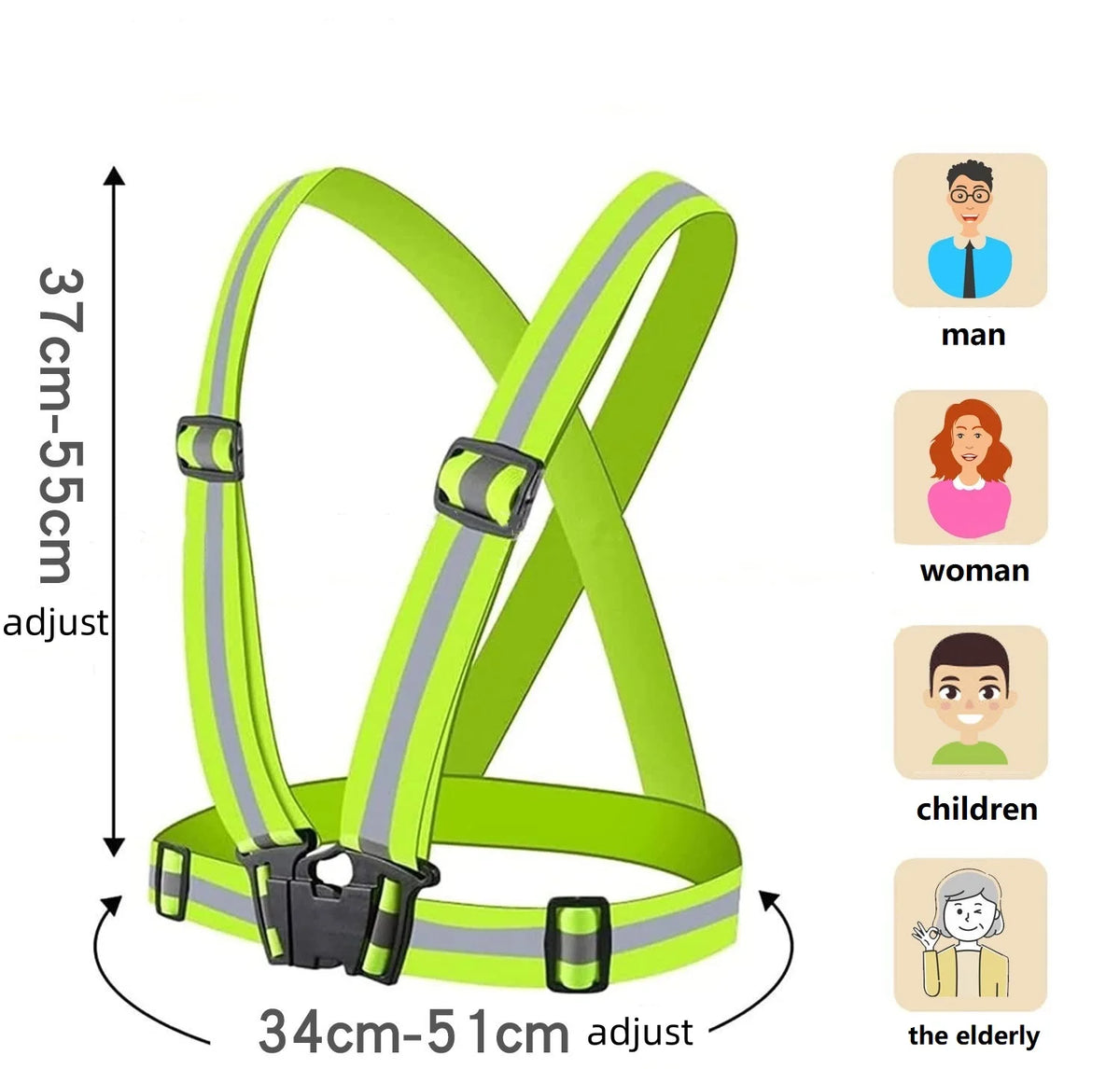 Outdoor Adjustable Safety Vests Night Walking Highlight Reflective Vest Lightweight Biking Safety Straps Running Jackets Pi-Mart