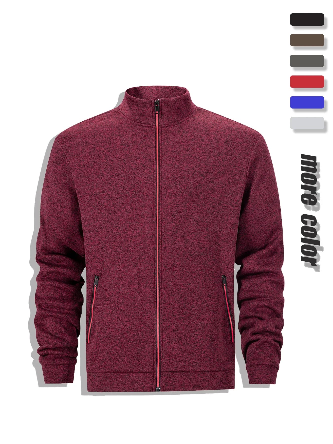 Men's Casual Sweatshirt Jackets Full Zip Up Cardigan Stand Collar Jacket Autumn Winter Male Outdoor Windproof Warm Coat LadyShow.Store