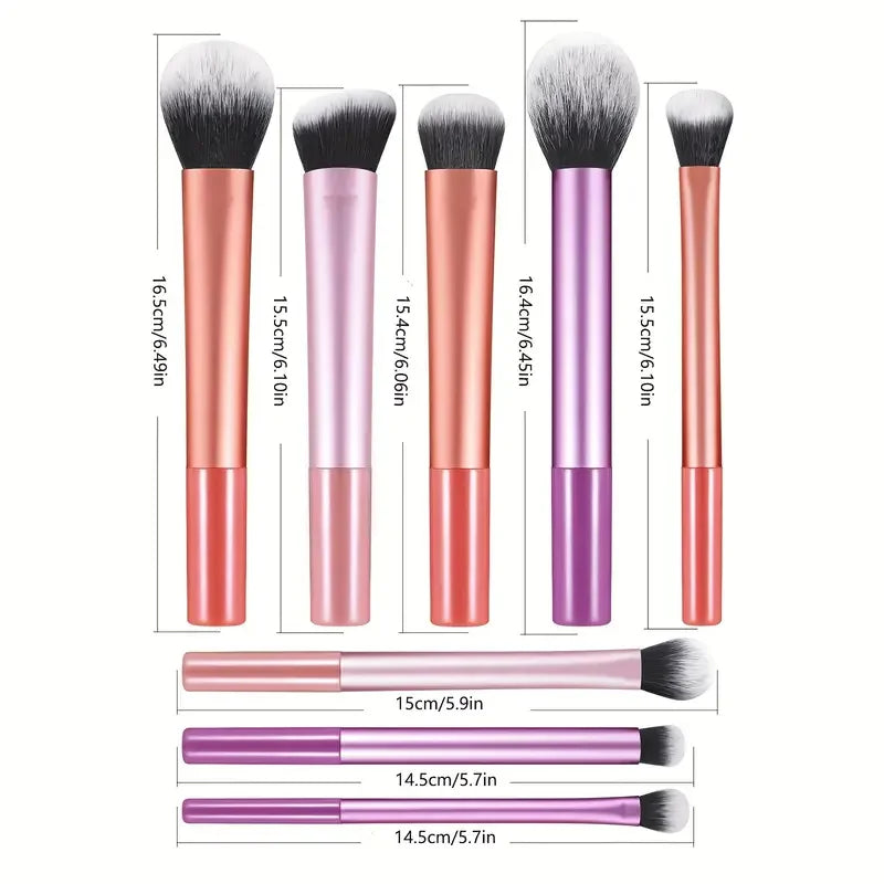 8pcs Makeup Brush Kit Soft Synthetic Hair Make Up Brushes Foundation Blush Eyeshadow Cosmetic Makeup Tools Tri Light Beauty