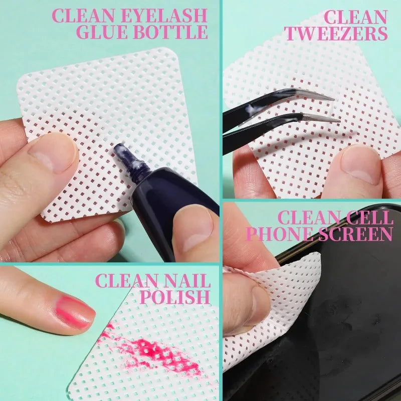 200 Pieces Lint-Free Nail Wipes Professional Eyelash Extension Glue Wipes Nail Polish Removal Wipes for Salon Use Tri Light Beauty