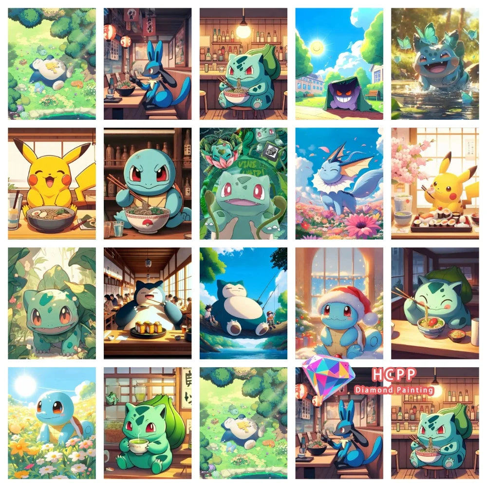 Pikachu Bulbasaur Squirtle Anime Diamond Painting Kit Square Round Diamond 5D DIY Mosaic Handmade Art Exquisite Gift Home Decor Pi-Mart