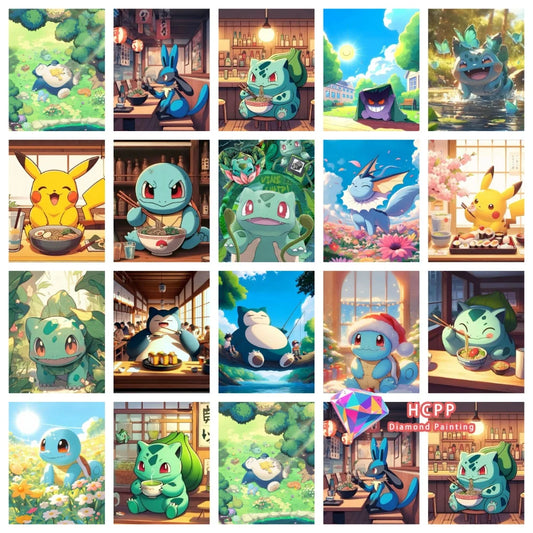 Pikachu Bulbasaur Squirtle Anime Diamond Painting Kit Square Round Diamond 5D DIY Mosaic Handmade Art Exquisite Gift Home Decor Pi-Mart